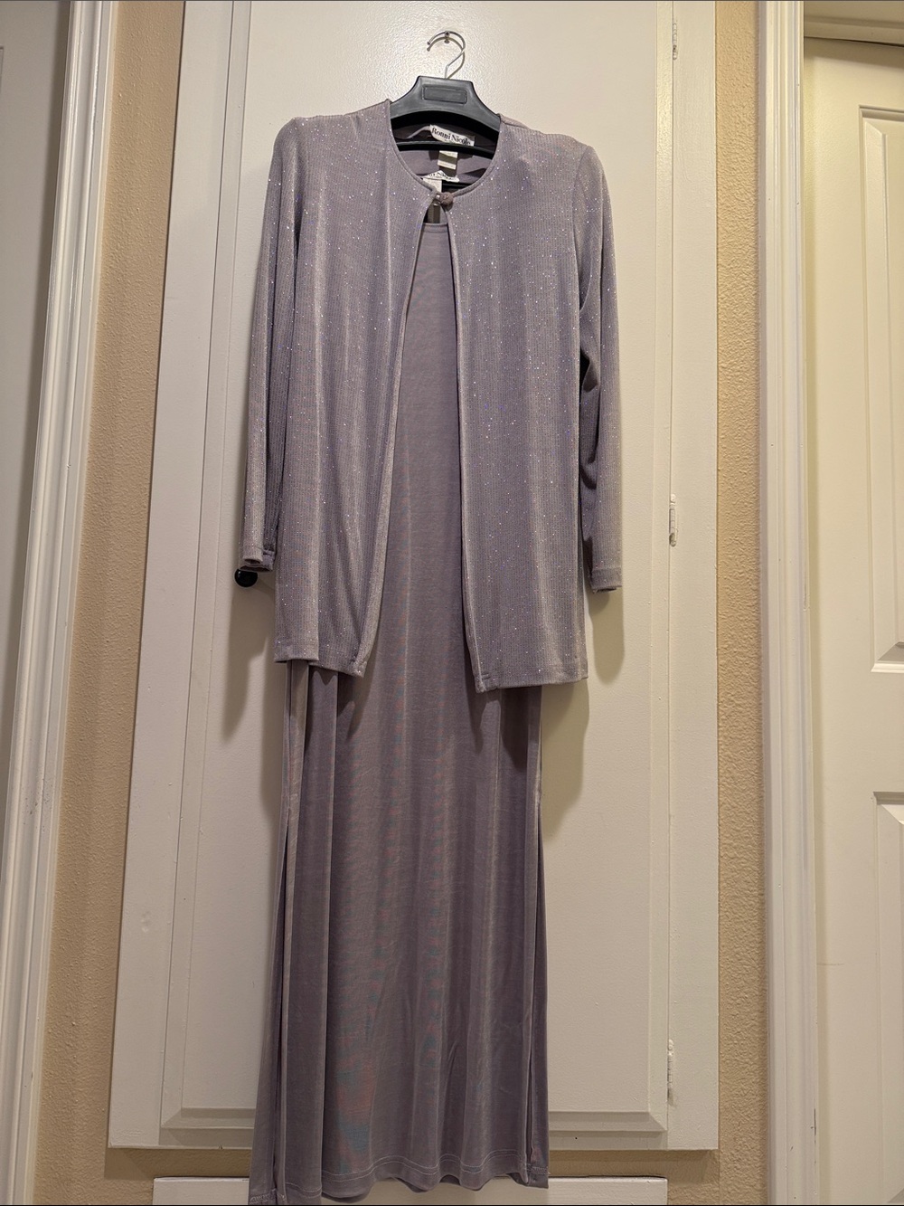 Ronni Nicole Silver-Gray Sparkle Two-Piece Dress Set